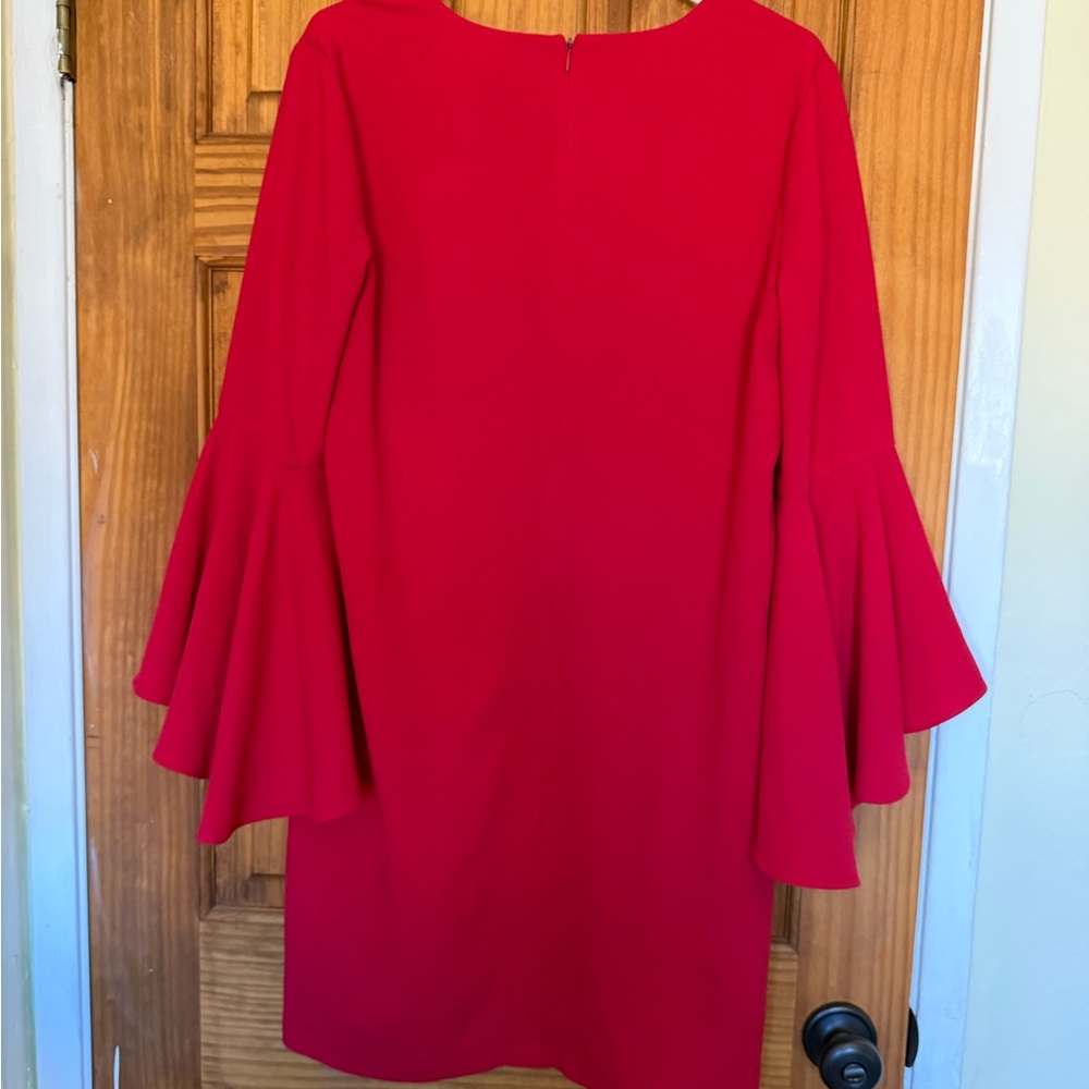 Maggy London Vibrant Red Long Sleeve Dress - Picture 2 of 7